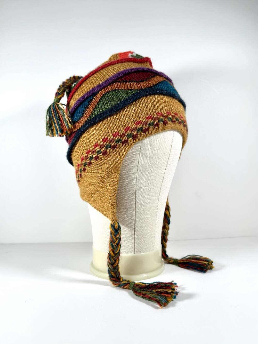 Peruvian Alpaca Chullo Hat Knitted Andean Earflap Beanie Handmade Chinchero Peru